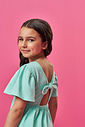 Vestido Infantil Manga Curta em Meia Malha Botonê – Vestido Menina com Laço nas Costas Cinti VERDE BRISA