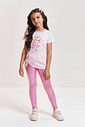 Conjunto Infantil Menina Princesa Cheerleader com Legging Metalizada NATURAL/RS IOGURTE