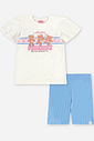 Conjunto Infantil Blusa de Ursinhos e Ciclista Azul