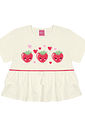 Conjunto Infantil Menina Blusa E Short Strawberry Natural E Vermelho Cinti Conjunto Infantil Menina Blusa E Short Strawberry Natural E Vermelho Cinti