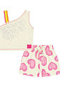 CONJ BLUSA E SHORTS OFF WHITE/ROSA NEON