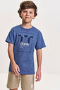 Conjunto Infantil Menino Camiseta Mouliné Denim e Bermuda Moletom