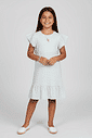 Vestido Infantil com Babados Listrado Azul Abrange