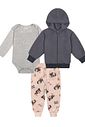 Conjunto Body  Calça E Jaqueta Pelo Mescla  Chumbo E Bege Abrange