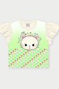 Conjunto Infantil Menina com Babados Sparkle Cat Verde Abrange