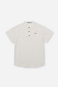 Conjunto Infantil Camisa Listrada e Bermuda de Linho Café