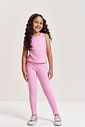 Regata Infantil em Canelado Glow com Glitter – Blusa Menina Verão com Elastano ROSA IOGURTE