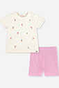 Conjunto Bebê Blusa Bordada Sorvetes e Ciclista Rosa Canelada