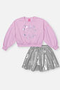 Conjunto Infantil Menina Blusão E Saia-Short Holográfico Lilás Mundo Cinti