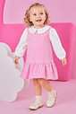 Vestido Infantil Manga Longa com Gola Boneca – Vestido Menina em Tweed Elegante