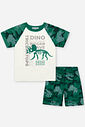 Pijama Infantil Tricerátops com Camiseta e Bermuda Suede