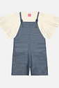 CONJ BLUSA E JARDINEIRA NATURAL/AZ JEANS MED