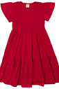 Vestido Infantil em Camadas Manga Curta Magenta
