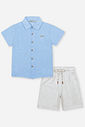 Conjunto Infantil Menino Camisa Denim e Bermuda de Linho