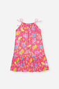 Vestido Saída de Praia Infantil em Tule com Estampas Divertidas ROSA NEON FORTE