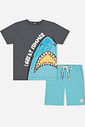 Conjunto Menino Camiseta Tubarão e Bermuda Sereno