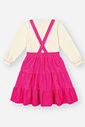 Conjunto Infantil Menina Blusa E Salopete Veludo Rosa Neon Mundo Cinti