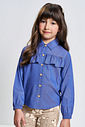 Camisa em Tricoline Infantil Menina Azul Mundo Cinti