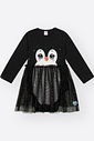 Vestido Infantil Manga Longa com Tule Brilhante – Vestido Bebê Menina Pinguim Mundo Cinti
