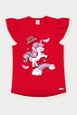 Conjunto Infantil Menina Unicórnio Listrado Vermelho Abrange