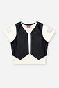 Conjunto Infantil Look Boiadeira com Blusa em Cotton e Shorts com Colete em PU – Look Menina Verão NATURAL/PRETO/PRETO