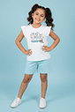Conjunto Infantil Menina Fashion Cats Azul Abrange