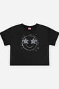 Conjunto Infantil Menina Blusa Boxy Smile e Short de Paetê