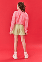 Conjunto Infantil Menina Blusa; Short E Corta Vento Strawberry Natural; Rosa E Verde Cinti