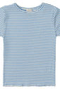 Blusa Infantil Cropped Listrada com Frufru Azul
