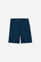 Conjunto Infantil Camiseta Malha Eco Azul e Bermuda de Linho Bege