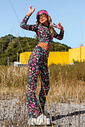 Conjunto Blusa Boxy E Calça Boot Cut Total Print Preto Dway
