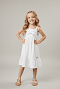 Vestido Infantil Romântico com Laço Frontal Branco Abrange