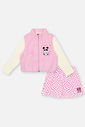 Conjunto Infantil Menina Blusa; Colete Pelo E Short Rosa Mundo Cinti