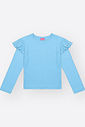 Blusa Menina em Canelado Glow Babados Mundo Cinti AZUL PORCELANA