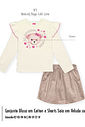 Look Infantil Feminino Inverno Ursinha com Saia Veludo Foil – Conjunto Inverno