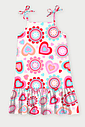 Vestido Infantil Estampado Sweet Hearts Natural Abrange