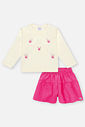 Conjunto Bebê Menina Blusa Pompom E Short Rosa Neon Mundo Cinti