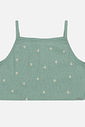 Top Teen Feminino Bordado Margaridas Verde Dway