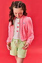 Conjunto Infantil Menina Blusa; Short E Corta Vento Strawberry Natural; Rosa E Verde Cinti
