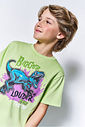 Camiseta Menino Velociraptor Verde Kippos