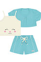CONJ BLUSA,SHORTS,SOBREPOSICAO NAT/AZ LITORAL/AZ LI