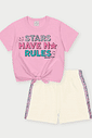 Conjunto Infantil Menina Colegial No Rules Rosa Abrange