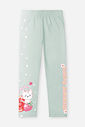 Conjunto Infantil Blusa Arco-Íris e Legging Gatinho Verde