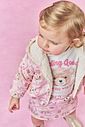 Conjunto Bebê Menina Blusa Ursinho E Short-Saia Bege Mundo Cinti