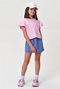 Conjunto Infantil Blusa Lastex e Short-Saia Sorvetes Bordado