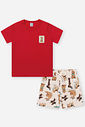 Conjunto Infantil Divertto Casual Divertido com Camiseta em Meia Malha e Bermuda Estampada VM MARTE/OFF WHITE