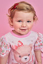 Vestido Bebê Menina Ursinha com Morangos e Manga em Tule – Vestido Infantil Delicado Berry Sweet Cin ROSA IOGURTE