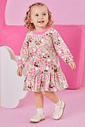 Vestido Infantil de Inverno Estampa Ursa – Vestido Bebê Menina Fofo Mundo Cinti