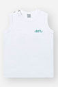 Conjunto Infantil Casual Divertido com Regata em Meia Malha e Bermuda Estampada em Moletom Linho BRANCO/VD VIVID