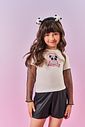 Conjunto Infantil Menina Blusa Panda E Short Courino Preto Mundo Cinti